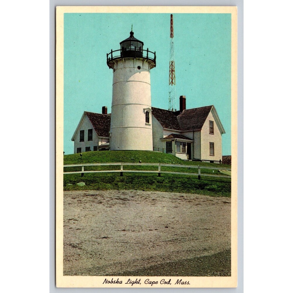Vintage Postcard Massachusetts Cape Cod Nobska Light Lighthouse c1960s Unposted